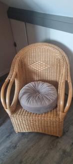Rieten fauteuil met kussen naar keuze, Ophalen, Gebruikt, Bruin, Stof