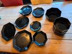 Arcoroc 8 kantig  zwart servies. Alles in 1x te koop., Huis en Inrichting, Keuken | Servies, Ophalen, Zo goed als nieuw, Overige stijlen