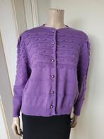 Vintage wolblend paars vest ajour gebreid maat 40, Kleding | Dames, Truien en Vesten, Maat 38/40 (M), Paars, Ophalen of Verzenden