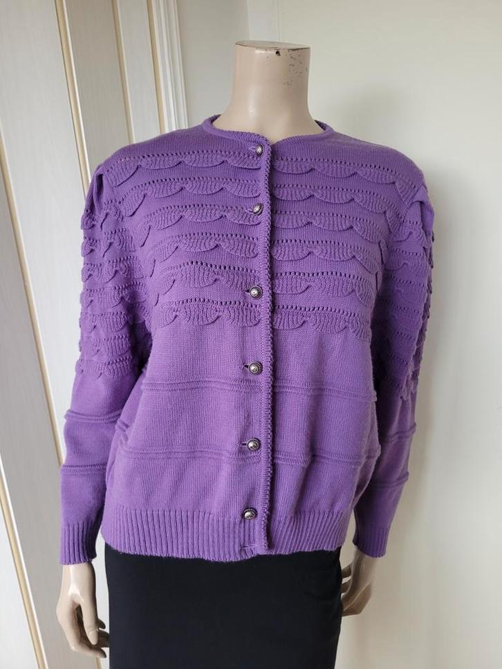 Vintage wolblend paars vest ajour gebreid maat 40, Kleding | Dames, Truien en Vesten, Zo goed als nieuw, Maat 38/40 (M), Paars