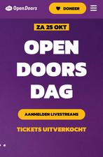 Gezocht: tickets voor de open doors dag, Tickets en Kaartjes, Evenementen en Festivals, Twee personen