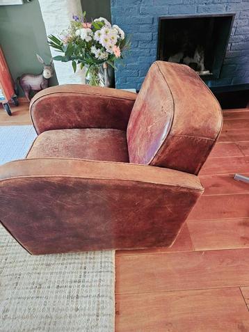Vintage leren fauteuil. Stoer comfortabel en karaktervol  beschikbaar voor biedingen
