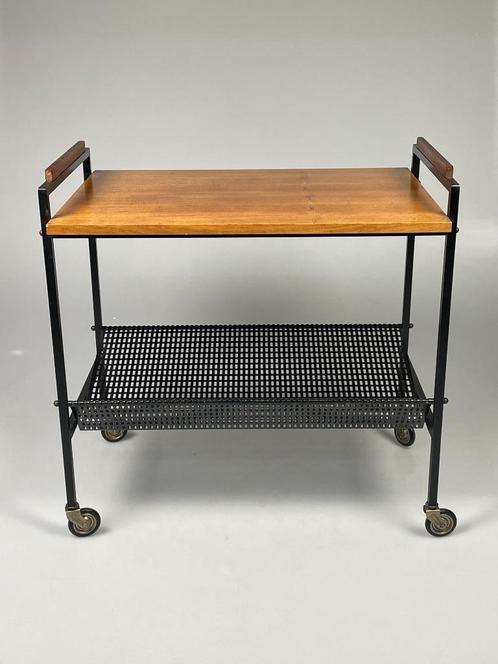 Vintage Trolley/Bijzettafel Met Lectuurbak, 1970'S Nederland, Huis en Inrichting, Tafels | Bijzettafels, Gebruikt, Rechthoekig