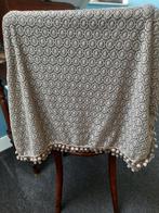 Taupe brocante look gehaakt plaid deken sjaal, Nieuw, Ophalen of Verzenden