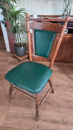 Brocante houten stoel landelijk cottage groen skai vintage, Ophalen