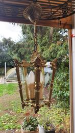 Antieken Hal lamp van massief Messing uit 1920 Met geslepen, Huis en Inrichting, Zo goed als nieuw, Glas, 75 cm of meer, Antiek