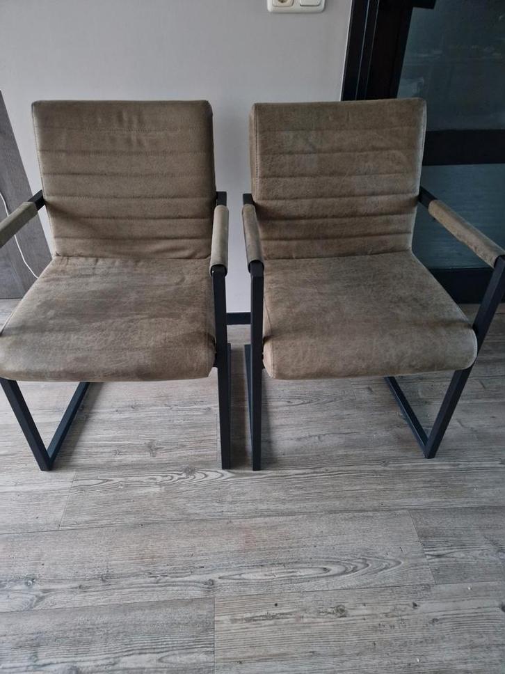 Bronx71 Eetkamerstoelen - Set van 2, Huis en Inrichting, Stoelen, Gebruikt, Twee, Metaal, Stof, Overige kleuren, Ophalen of Verzenden