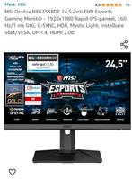 Super mooie game monitor MSI  NXG253R, Computers en Software, 101 t/m 150 Hz, Ophalen of Verzenden, Zo goed als nieuw