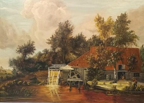 C. Loomans (XX), Naar Meindert Hobbema - Watermolen, Antiek en Kunst, Kunst | Schilderijen | Klassiek, Ophalen of Verzenden