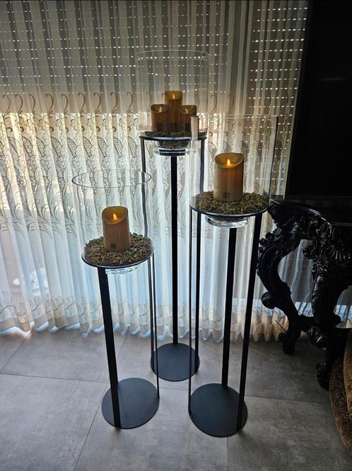 Initials by Haans windlichtzuilen set van 3, Huis en Inrichting, Woonaccessoires | Kandelaars en Kaarsen, Nieuw, 75 cm of meer