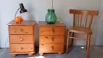 Twee vintage grenen ladenkastjes of nachtkastjes per stuk, Ophalen, 1 of 2 laden, 50 tot 100 cm, Zo goed als nieuw