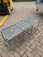 Stalen salontafel met geklonken stalen/messing delen, Huis en Inrichting, Tafels | Salontafels, Ophalen of Verzenden, Gebruikt