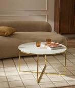 Westwing Antiqua salontafel rond marmer glas blad, Huis en Inrichting, Ophalen, 50 tot 100 cm, Rond, Minder dan 50 cm