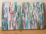 Kleurrijk abstract schilderij acryl blauw roze pastelkleur, Ophalen