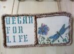 Houten decoratie hangbord vegan for life aan touw met touw, Ophalen, Nieuw