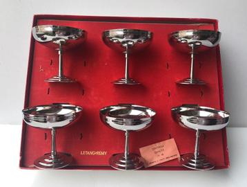 Letang &  Remy  6 Rvs  IJs-Champagne coupes  Zgan -Kerst  beschikbaar voor biedingen