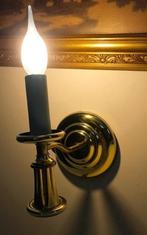 Brocante wandlamp goud messing - elektrische wand kandelaar