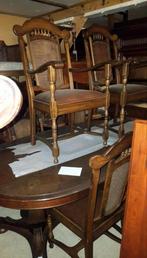 Klassieke Eiken Eetkamer Stoelen en Tafel Set, Ophalen, Bruin, Zo goed als nieuw, Vier