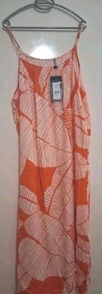 Nieuw!! maxi jurk Norah oranje wit mt 46, Verzenden, Jurk, Nieuw, Oranje