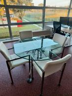 Glazen tafel, Huis en Inrichting, Tafels | Bijzettafels, Gebruikt, Rond, Glas, 75 cm of meer
