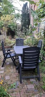 Grijze Hartman tuinset - 4 persoons, Ophalen, 4 zitplaatsen, Kunststof, Gebruikt