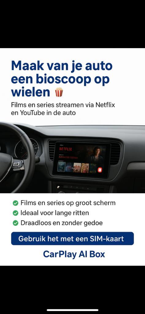 CarPlay AI Box – Draadloos CarPlay/Android Auto + TV & Apps, Auto diversen, Carkits, Nieuw, Ophalen of Verzenden
