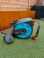 Gardena wandslangenbox roll-up automatic 8022 blauw 15 meter, Ophalen, Gebruikt, Tuinslang