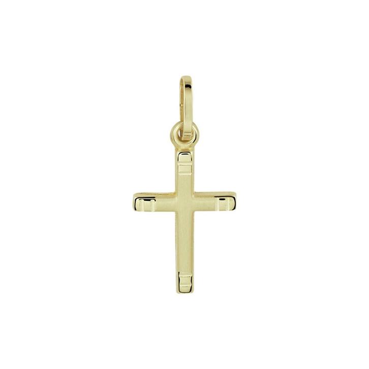Gouden Kruis hangertje mat/glad - 14 karaat goud, Sieraden, Tassen en Uiterlijk, Kettinghangers, Nieuw, Goud, Goud, Kruis of Symbool