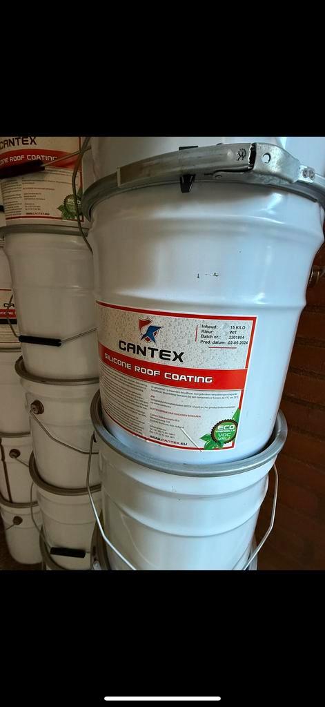 Cantex Silicone Dakcoating 15kg - wit, Doe-het-zelf en Verbouw, Dakpannen en Dakbedekking, Nieuw, Kunststof, Grijs, 15 m² of meer