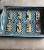 Houten dienblad met glasplaat,met ingelegde schelpjes., Ophalen of Verzenden, Zo goed als nieuw, Rechthoekig, Hout