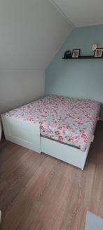 Double bed with 2 storage box, Ophalen, Wit, Tweepersoons, Zo goed als nieuw