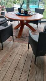 Ronde 150 cm tafel Douglas. Gedemonteerd., Ophalen, Gebruikt, Hout