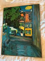 Groot Abstract Schilderij - Groen Blauwe tinten, Ophalen