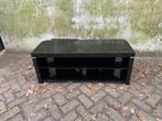 Tv meubel | zwart gelakt | gehard glas, Ophalen, ;, Gebruikt, 100 tot 150 cm