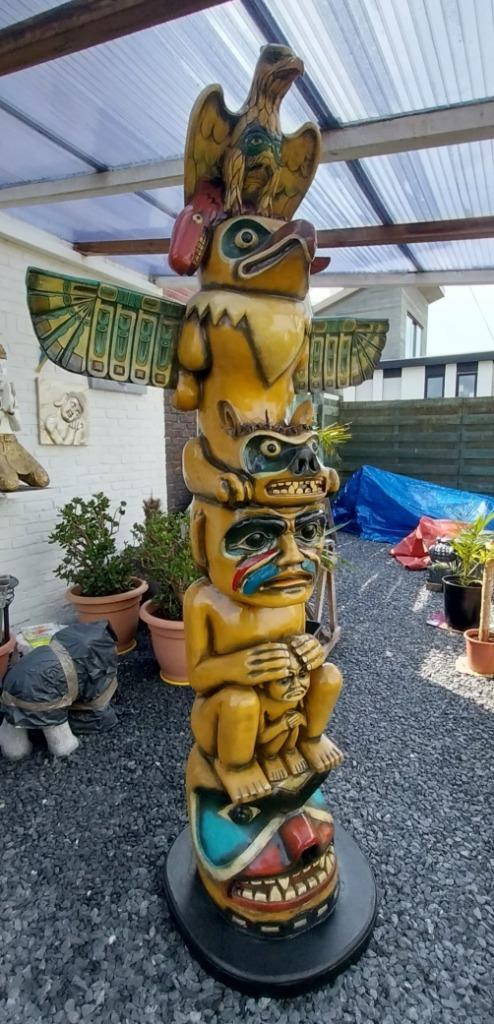 Beeld Totempaal,220cm,Indiaan totem,Cowboy,mancave,,, Tuin en Terras, Tuinbeelden, Zo goed als nieuw, Mensenbeeld, Kunststof, Ophalen