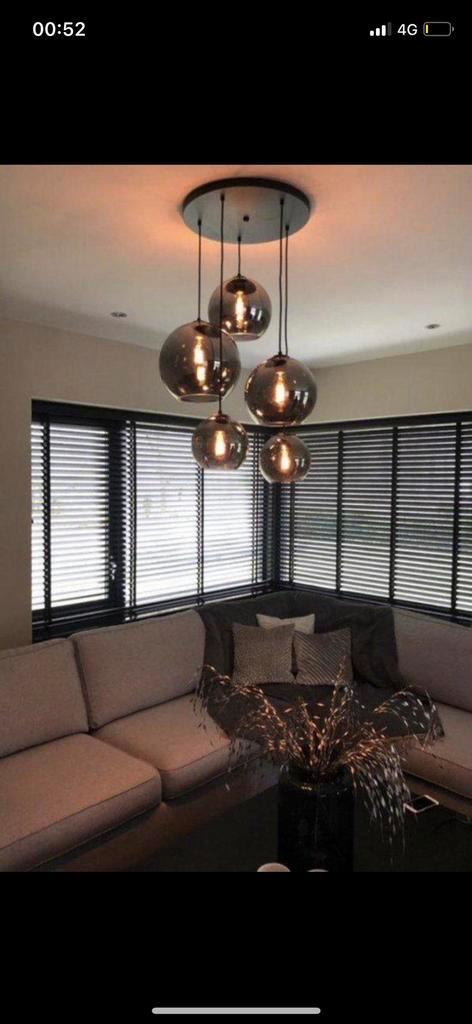 HANGLAMP SMOKE GLASS 5 LICHTS ERIC KUSTER STYLRE UITVERKOOP!, Huis en Inrichting, Lampen | Hanglampen, Nieuw, Ophalen of Verzenden