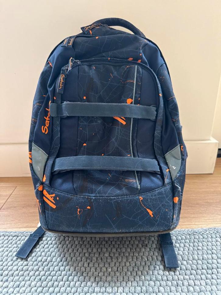 Satch Rugzak Blauw/Oranje, Sieraden, Tassen en Uiterlijk, Tassen | Rugtassen, Gebruikt, Overige merken, 25 tot 40 cm, 30 tot 45 cm