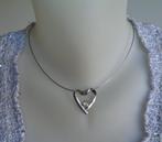 zilveren koordketting met apart hart hanger [653], Met hanger, Verzenden, Zo goed als nieuw, Zilver