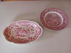 Vintage rood, geschilderd schaaltje en bordje, Antiek en Kunst, Antiek | Keramiek en Aardewerk, Ophalen