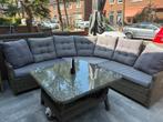 Loungeset met tafel en kussens, Tuin en Terras, Ophalen, Loungeset, Wicker, Bank