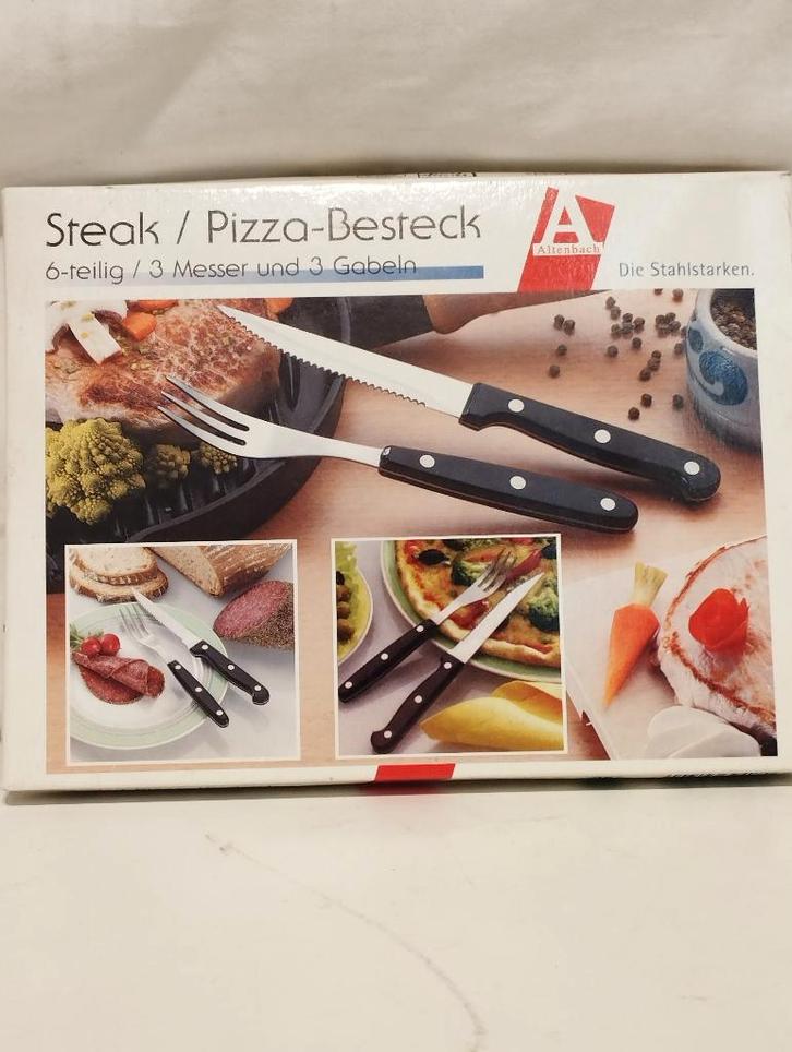 Steak/pizza bestek, Huis en Inrichting, Keuken | Bestek, Nieuw, Rvs of Chroom, Ophalen of Verzenden