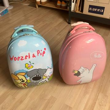 2 Kinderkoffers, trolleys (poes en Woezel & Pip) beschikbaar voor biedingen