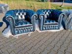 2x nieuwe Chesterfield club fauteuil blauw BEZORGING GRATIS