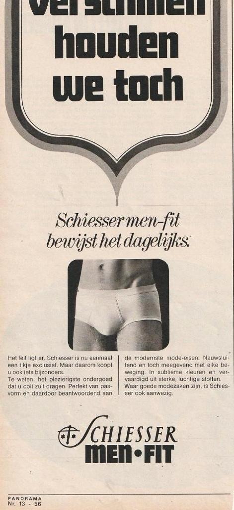 Retro reclame 1972 Schiesser heren ondergoed feit ligt er, Verzenden, Overige typen