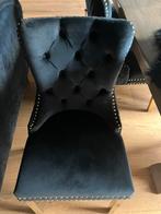 6 zgan stoelen zwart velours met gouden poten en ring, Huis en Inrichting, Stoelen, Ophalen, Zo goed als nieuw, Zwart, Twee