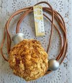 Grote Franse gordijnkwast / embrasse leer met stof - goud,