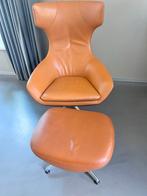Leolux Caruzzo Leren Fauteuil met hoofdkussen en poef, Huis en Inrichting, Fauteuils, Gebruikt, Ophalen of Verzenden, Leer, 75 tot 100 cm