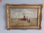 Schilderij vissersboot op het strand van A.M. Vaders, Antiek en Kunst, Ophalen
