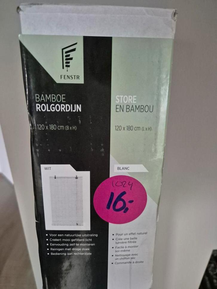 Witte bamboe rolgordijnen, Huis en Inrichting, Stoffering | Gordijnen en Lamellen, Nieuw, Ophalen of Verzenden