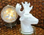 Rendier decoratie kaarsen/standaard keramiek kerst item, Overige materialen, Gebruikt, Wit, Ophalen of Verzenden